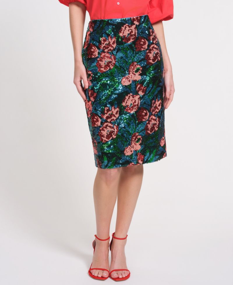 Women's Floral Pencil Midi Skirt