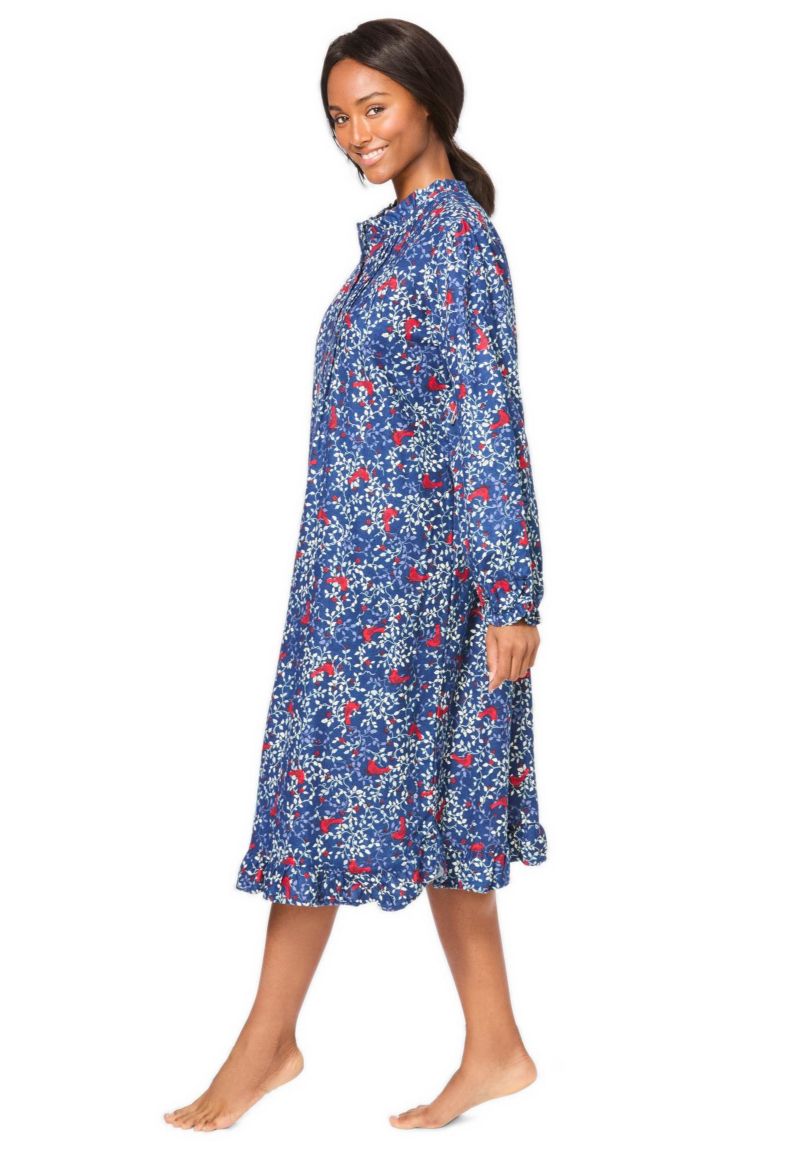 Women's Only Necessities Cotton Flannel Print Short Gown