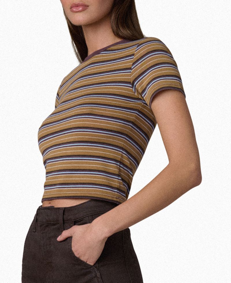 Women's Striped Crop Short-Sleeve Baby T-Shirt