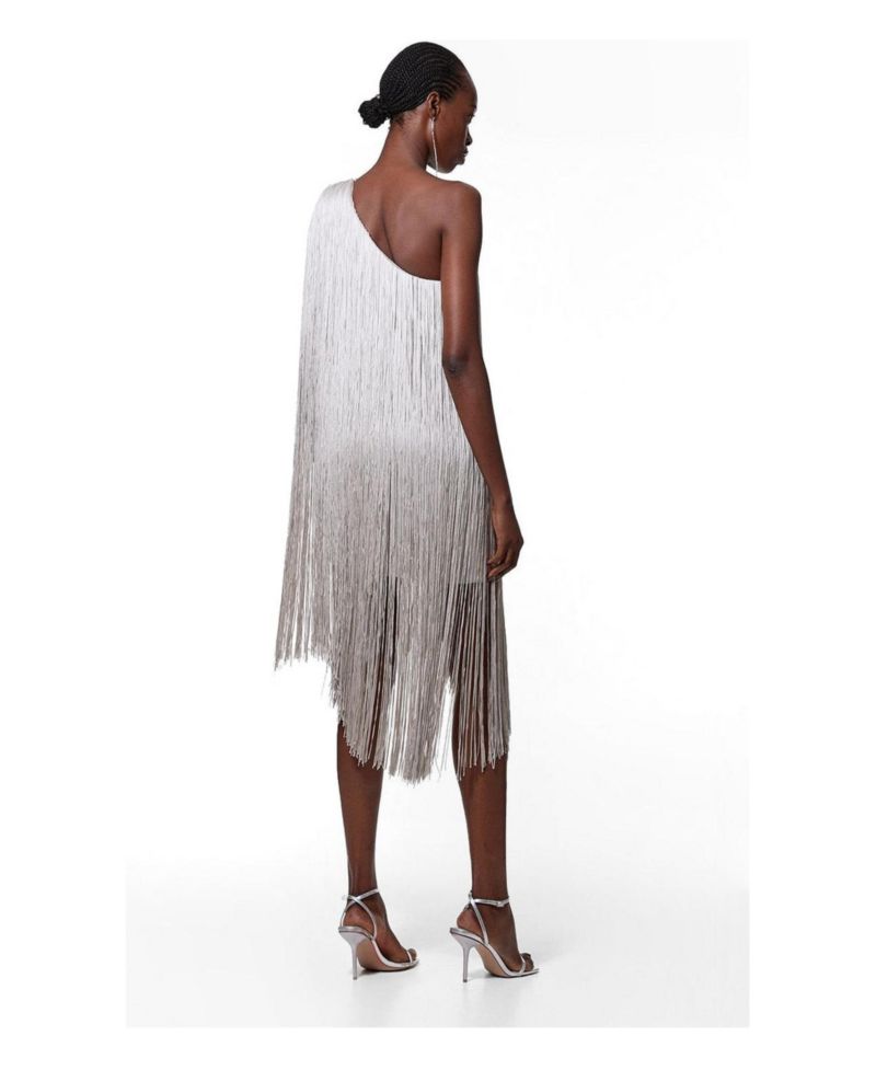 Women's One-Shoulder Fringe Mini Dress