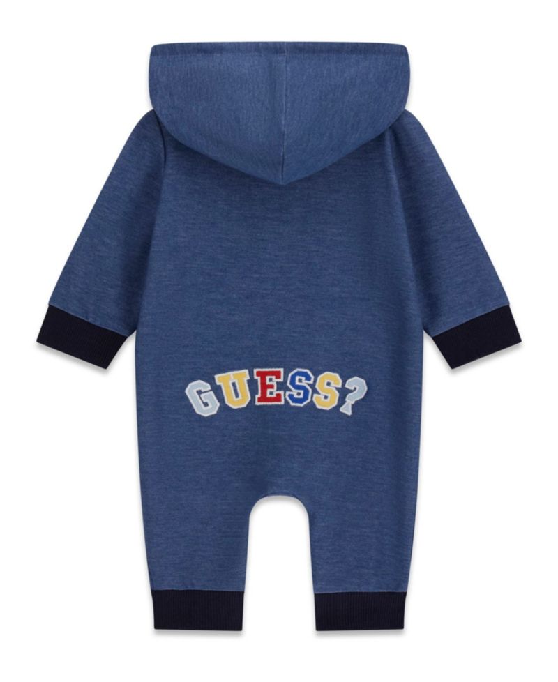 Baby Boys' Knit Denim Hooded Coverall