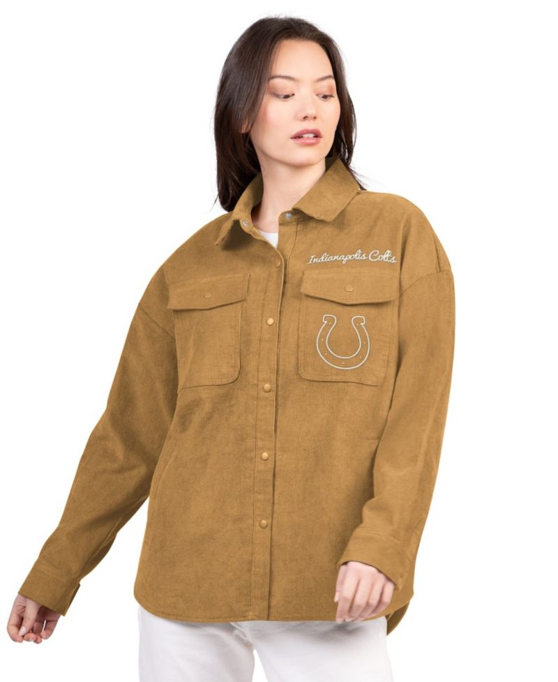 Women's Brown Indianapolis Colts Re-Match Corduroy Full-Snap Shacket