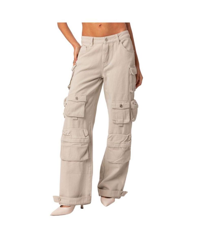 Women's Oversize Boyfriend Cargo Jeans with Pockets
