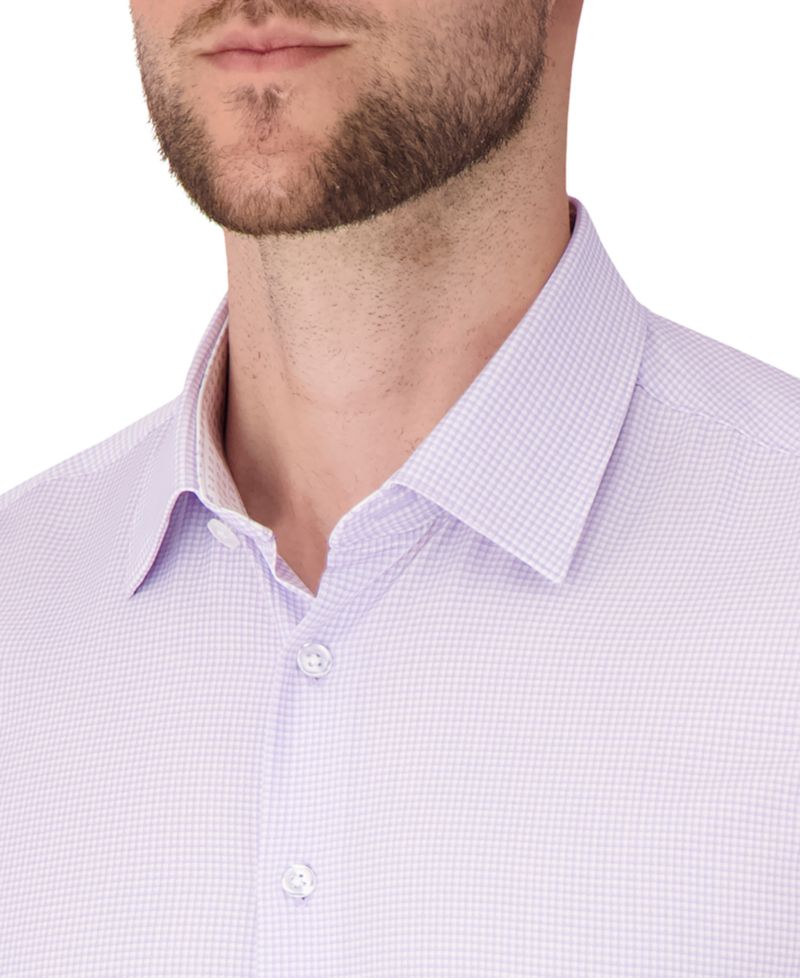 Men's Long Sleeve 4-Way Check Print Dress Shirt