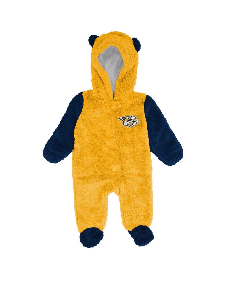 Newborn Gold Nashville Predators Stay Napping Fleece Bunting Full-Zip Hooded Sleeper
