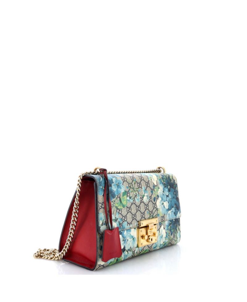 Medium Padlock Shoulder Bag Blooms Print GG Coated Canvas