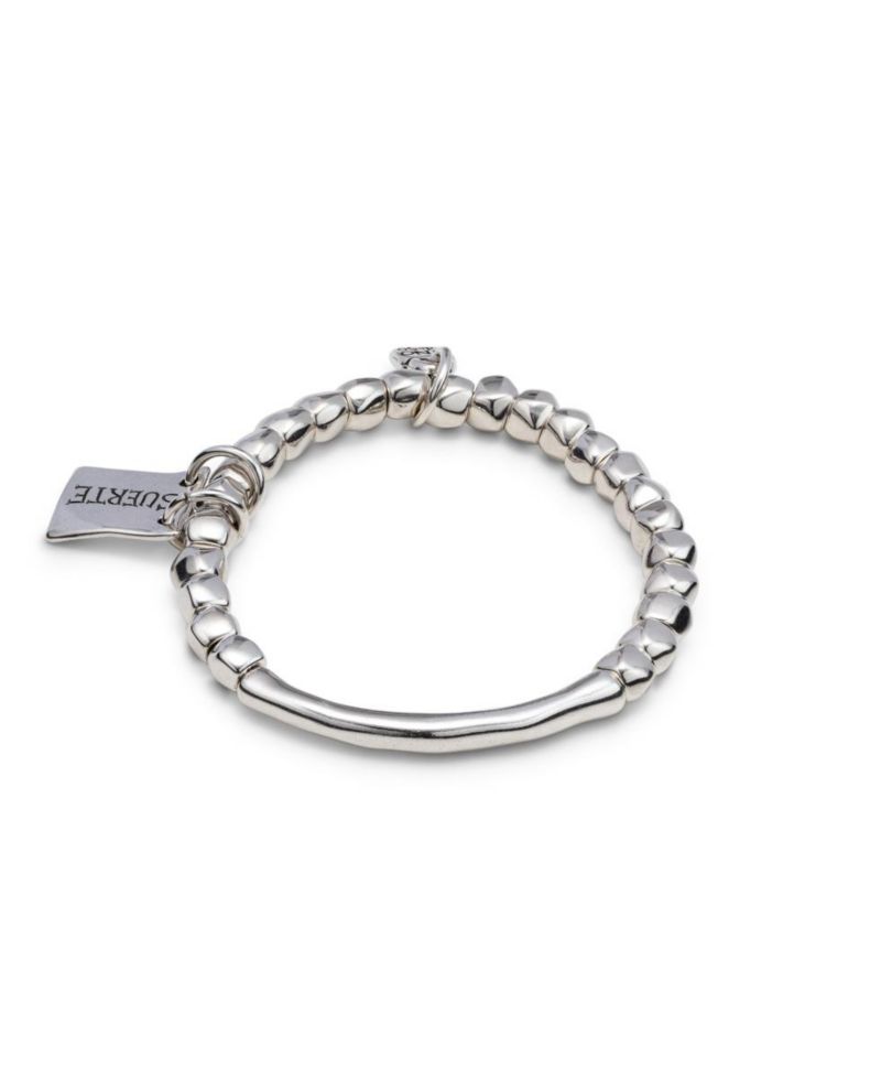 Sterling Silver Tubular Piece Beads Message Bracelet