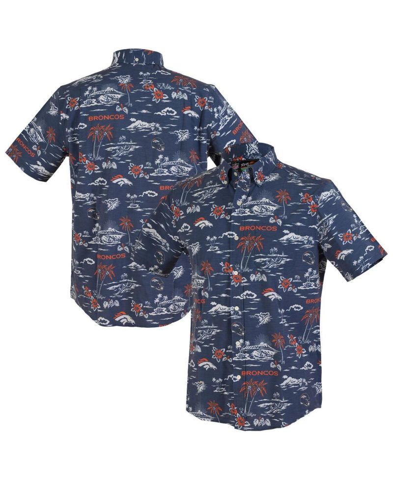 Men's Navy Denver Broncos Kekai Performance Button-Down Shirt