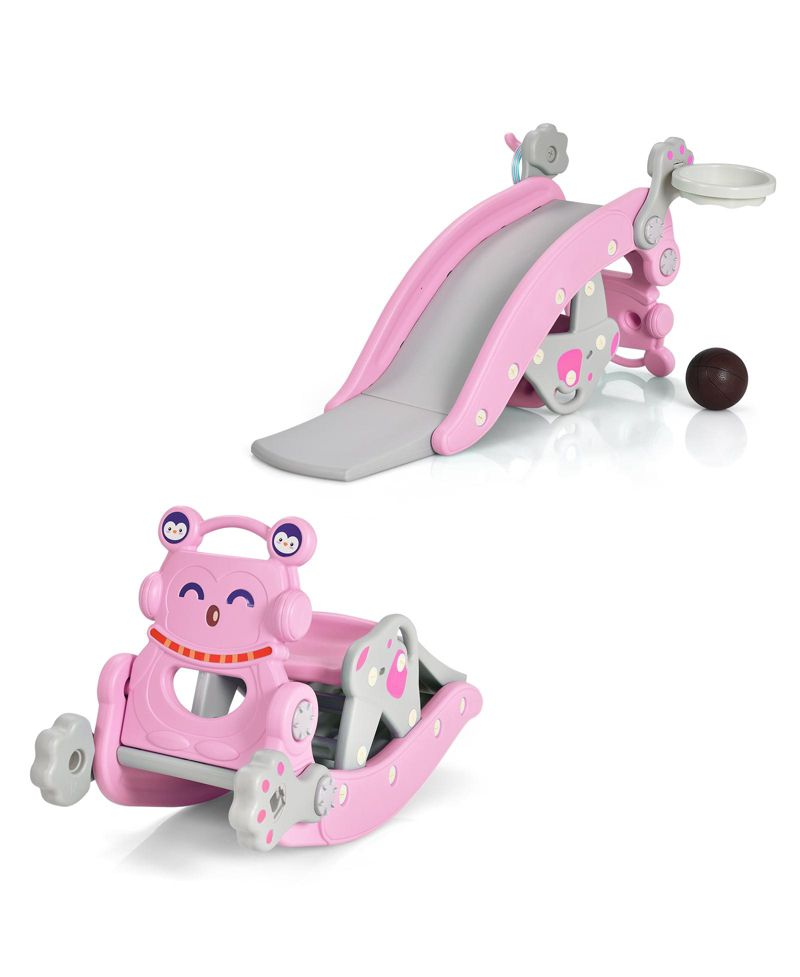 Toddler 4-in-1 Play Set with Rocking Horse, Slide and Activity Features for Kids