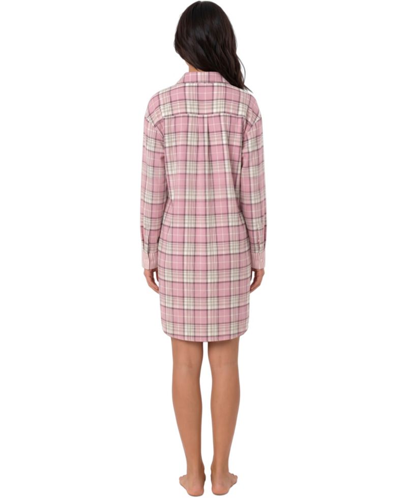 Women's Plaid Long-Sleeve Flannel Sleep Shirt