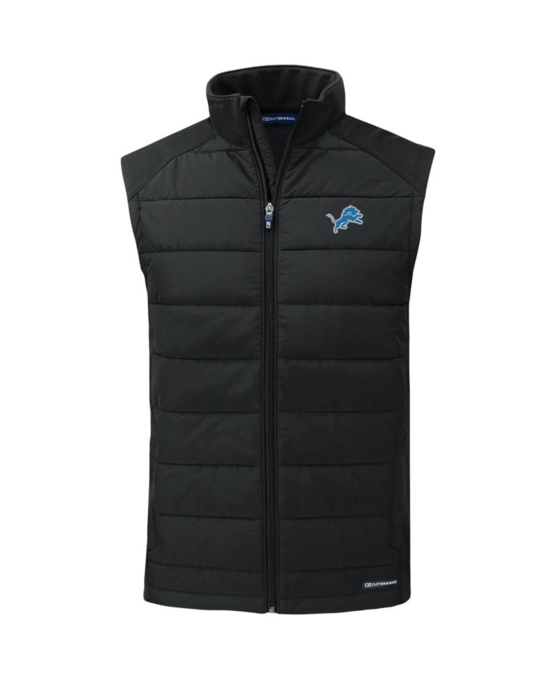 Men's Black Detroit Lions Primary Mark Evoke PrimaLoft Hybrid Eco Softshell Full-Zip Vest