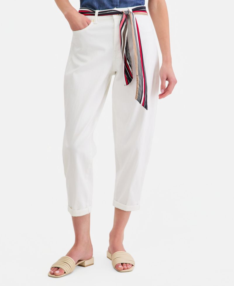 Women's Belted Carrot-Leg Jeans