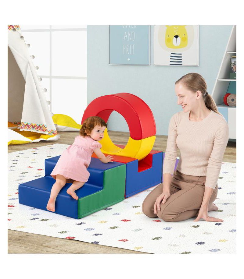5-Piece Kids Foam Climbing Toys with PU Leather Cover