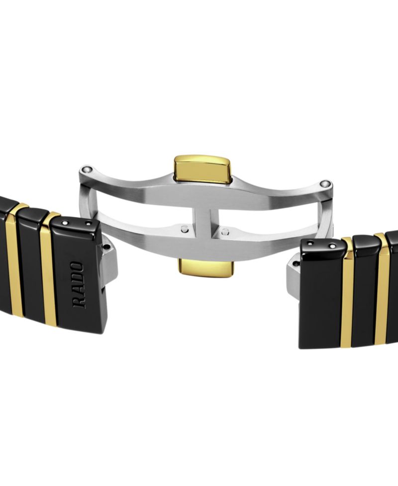 Unisex Swiss Automatic Anatom Gold PVD Stainless Steel & Black Ceramic Bracelet Watch 33mm