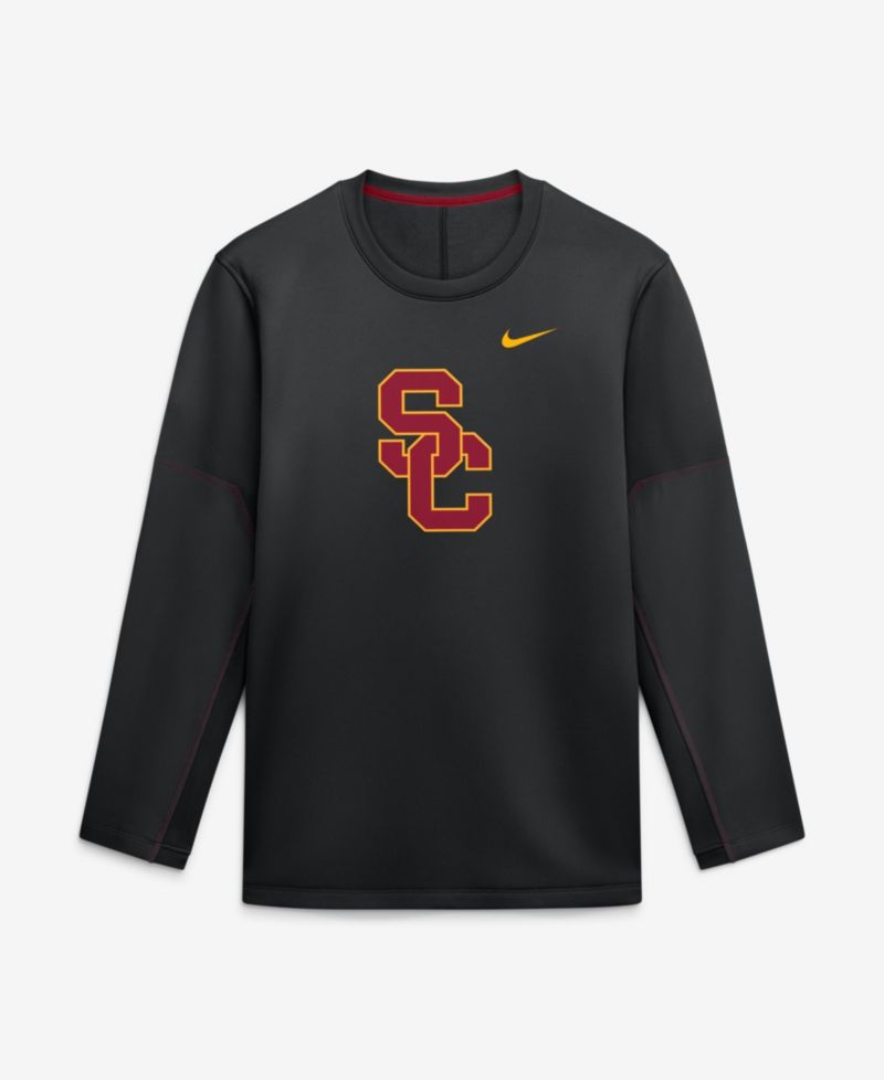Men's Black USC Trojans 2026 Sideline Coaches Therma-FIT Long Sleeve Top
