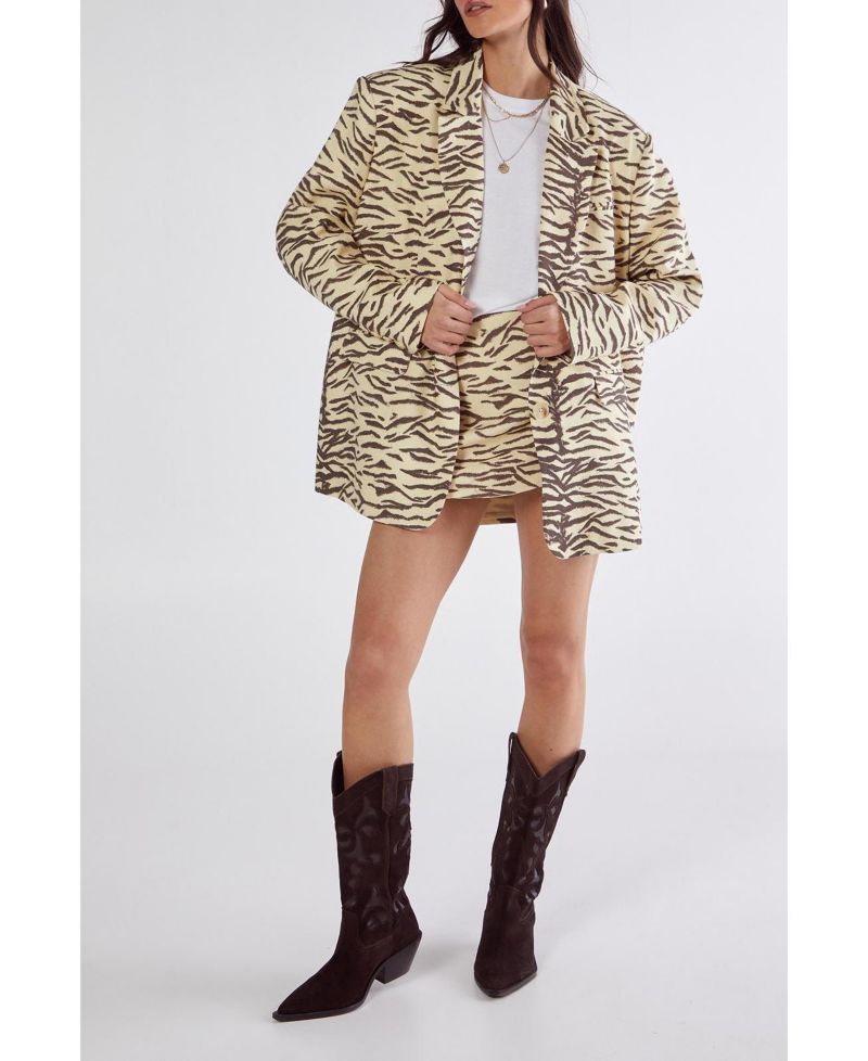 Women's Zebra Print Oversized Tailored Blazer