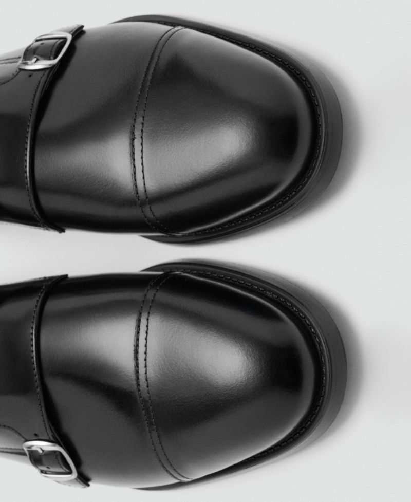 Men's Double Buckle Leather Shoes