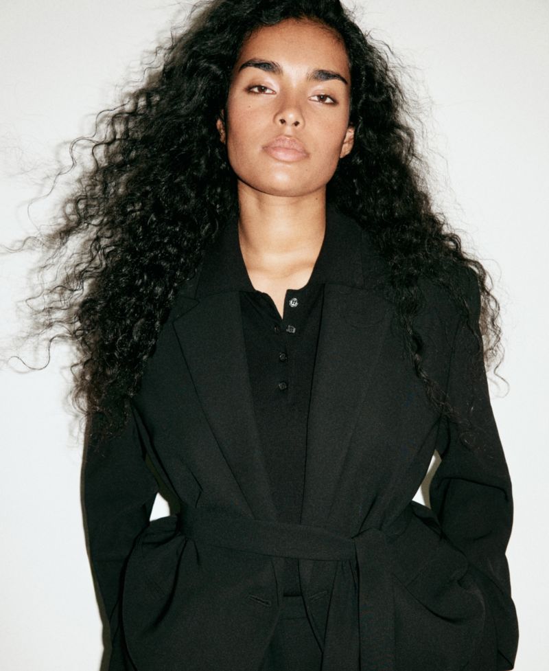 Women's Double-Breasted Belted V-Neck Blazer