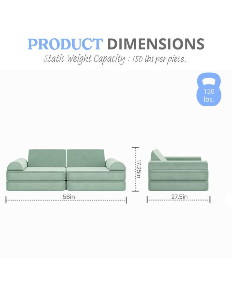Conner Modular Play Couch For Kids With Convertible 6-Piece Design And Soft Foam Cushions