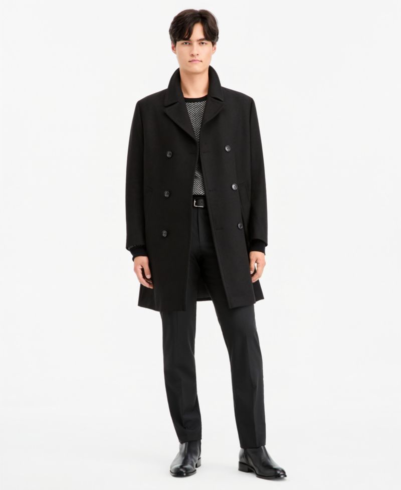 Men's Classic-Fit Double Breasted Wool Overcoat