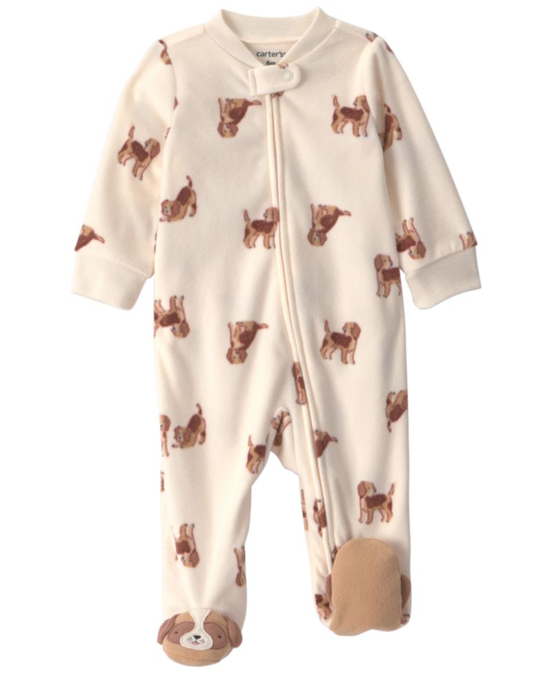 Baby Boys' Dog Fleece 2-Way Zip Sleep & Play