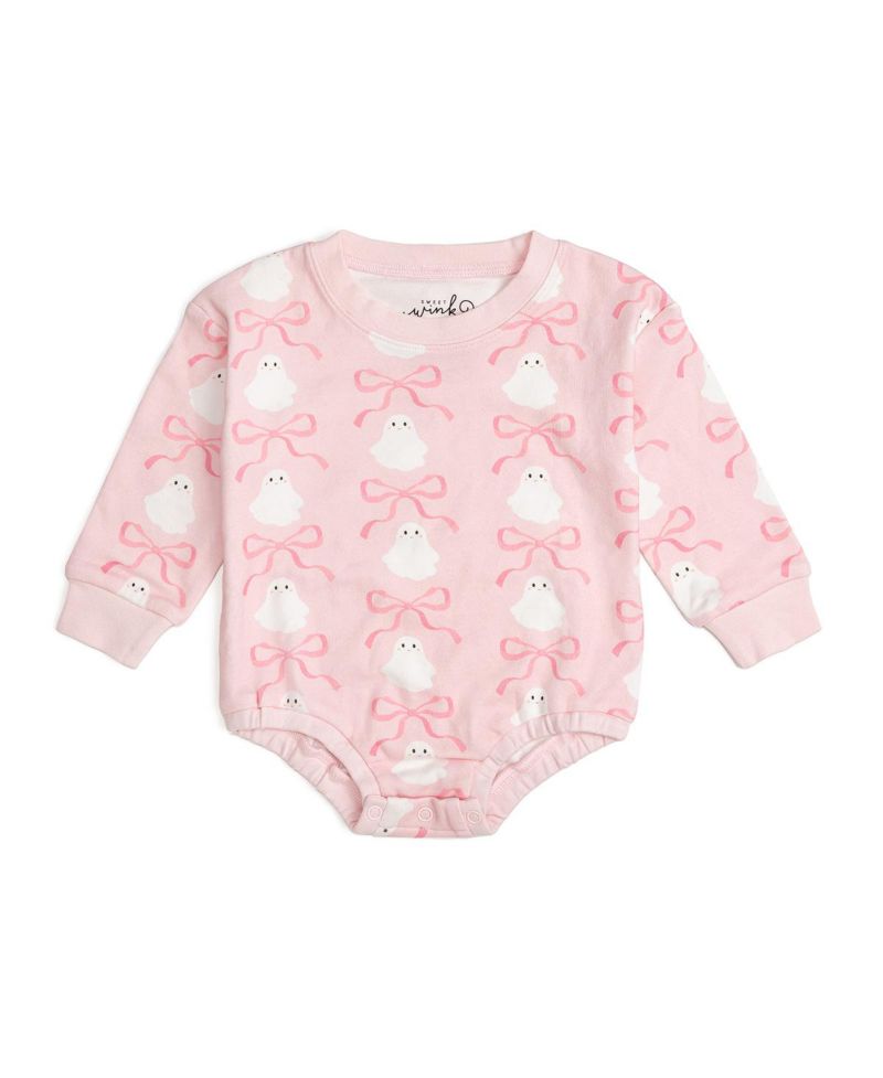 Baby Girl Coquette Ghost Halloween Long Sleeve Romper