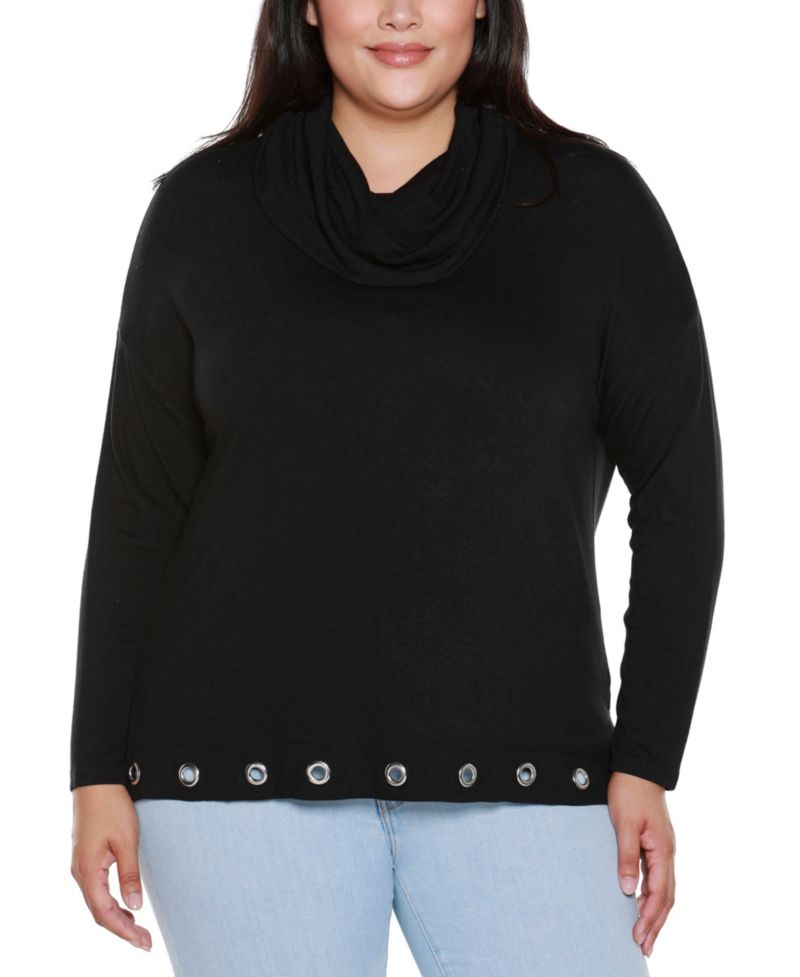Plus Size Hacci Cowl Neck Knit Top