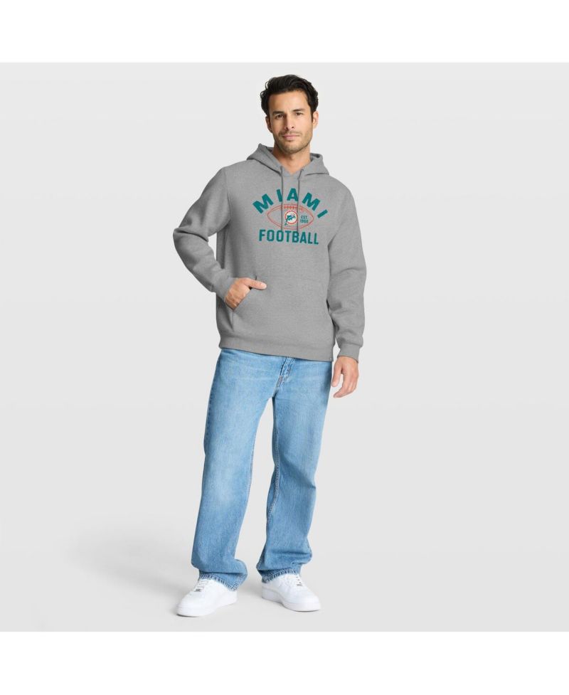 Men's Heather Gray Miami Dolphins Fumblerooski Legacy Pullover Hoodie