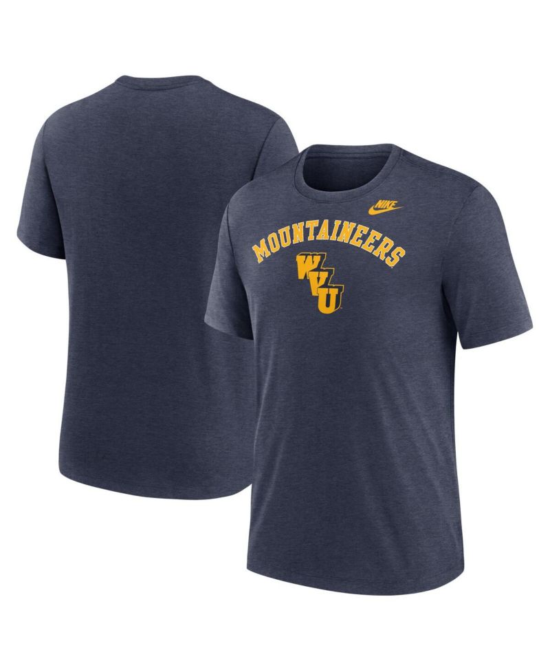 Men's Heather Navy West Virginia Mountaineers Legacy Arch Tri-Blend T-Shirt