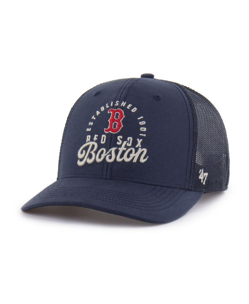 Men's Navy Boston Red Sox Pitstop Trucker Adjustable Hat