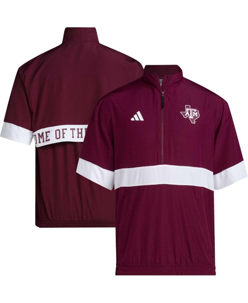 Men's Maroon Texas A&M Aggies Strategy Short Sleeve Half-Zip Jacket