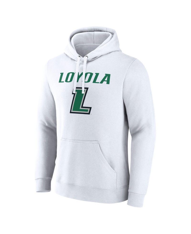 Men's White Loyola Greyhounds Primary Logo Pullover Hoodie