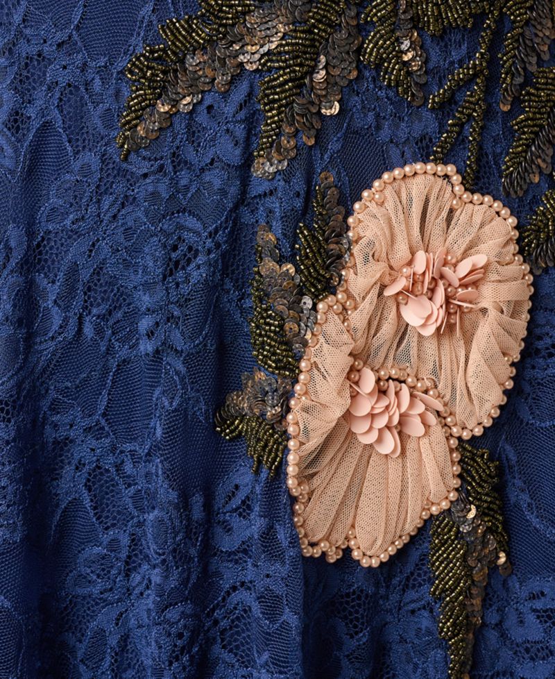 Women's Off-The-Shoulder Embellished Midi Dress