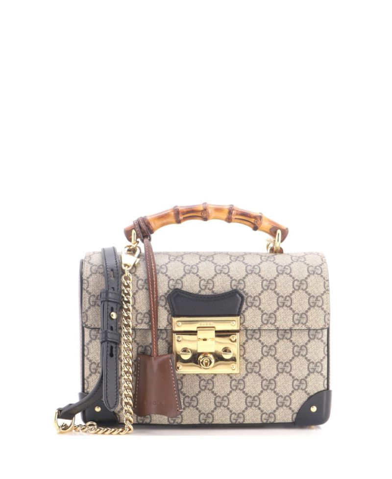Small Padlock Bamboo Shoulder Bag GG Coated Canvas