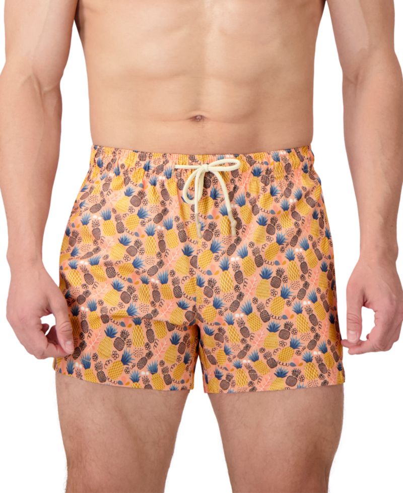 Sunset and Vines Men's Pineapple-Pattern Woven Swim Trunks