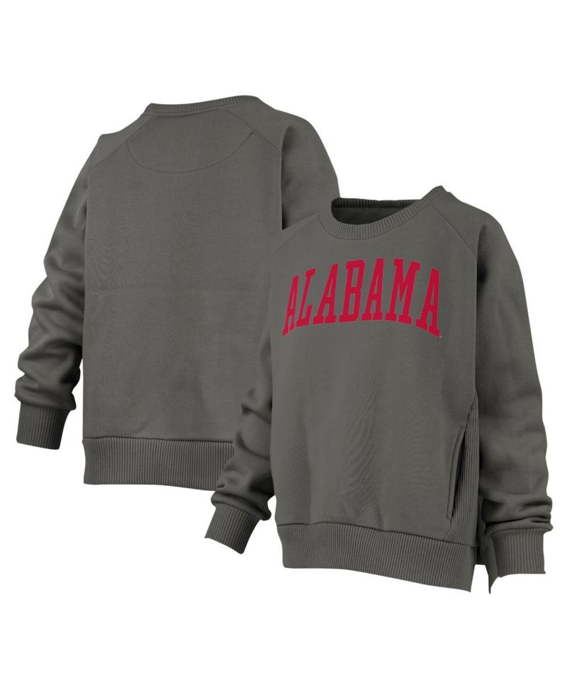 Women's Charcoal Alabama Crimson Tide Pocketed Raglan Pullover Sweatshirt