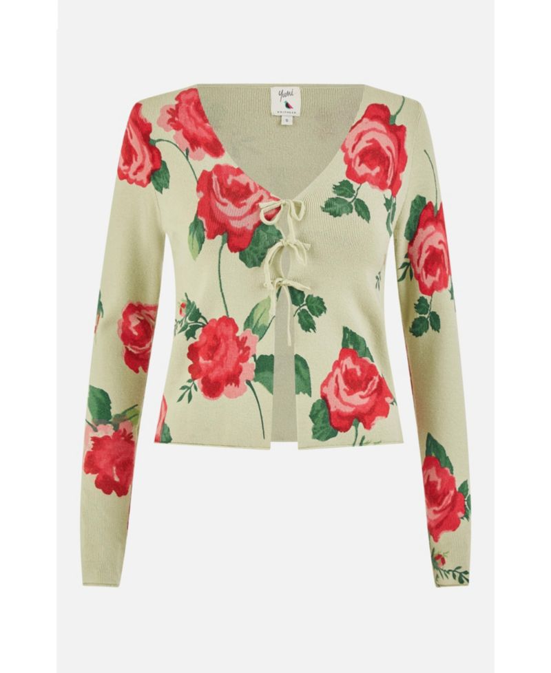 Women's Long Sleeve V-Neck Tie Front Cardigan