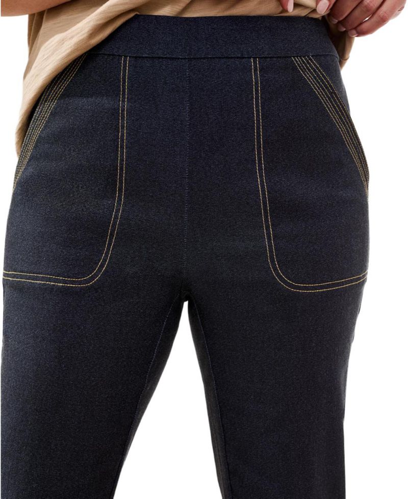 Women's Denim-Look Bengaline Kick Flare Capri Jeans
