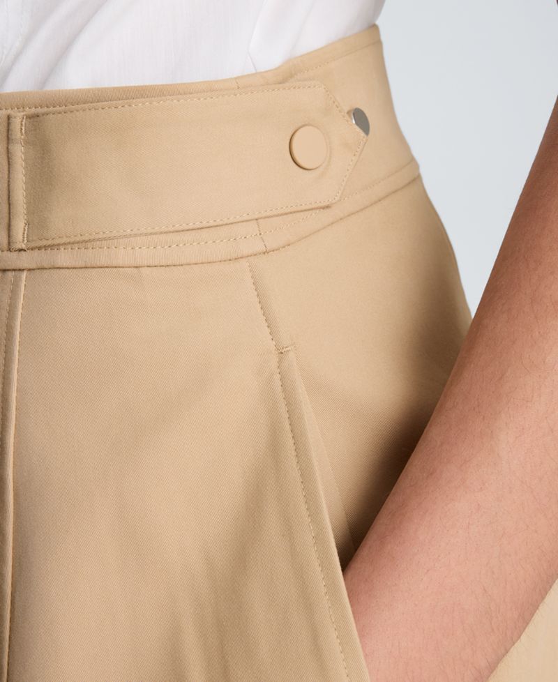 Women's High Rise Fly Front Tab Barrel Leg Pants