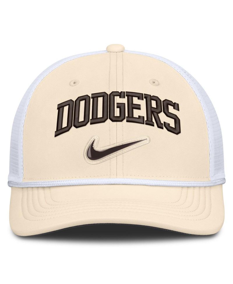 Men's Natural/White Los Angeles Dodgers Rise Dri-FIT Trucker Adjustable Hat