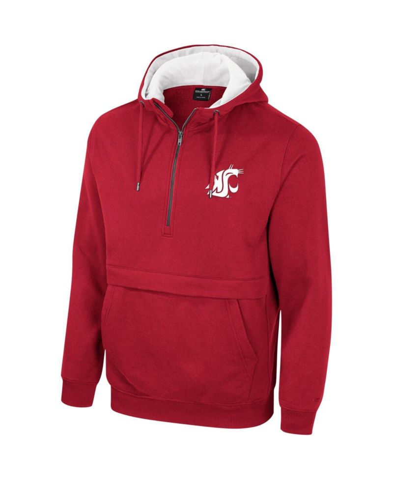 Men's Crimson Washington State Cougars Half-Zip Hoodie