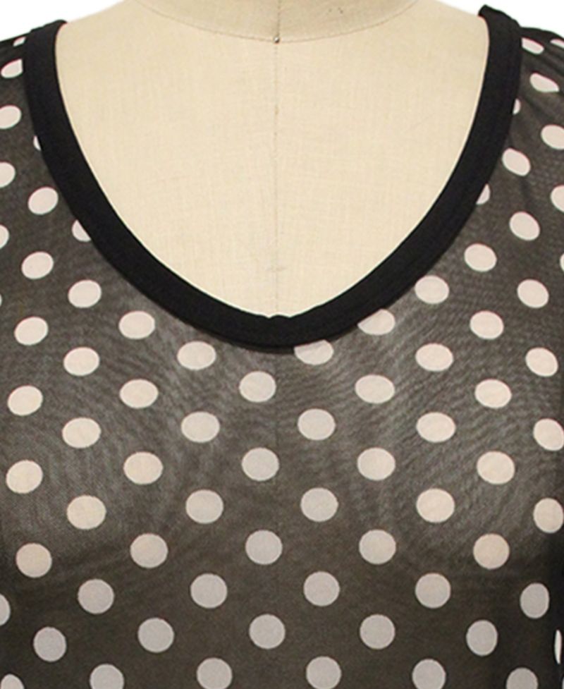 Plus Size Polka Dot Mesh Double Tank Top
