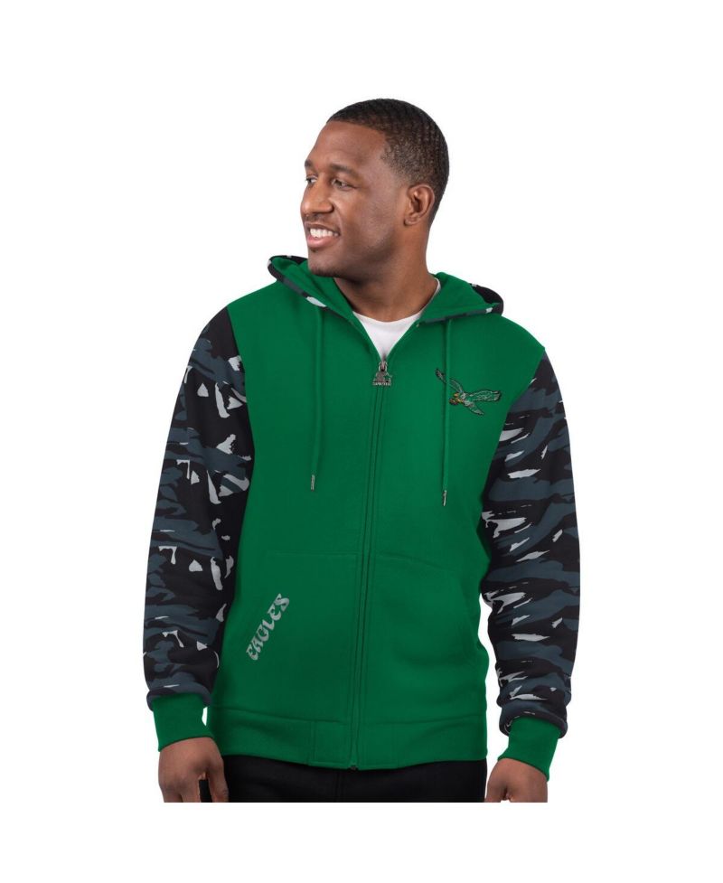 Men's Kelly Green Philadelphia Eagles Thursday Night Gridiron Vintage Logo Full-Zip Hoodie
