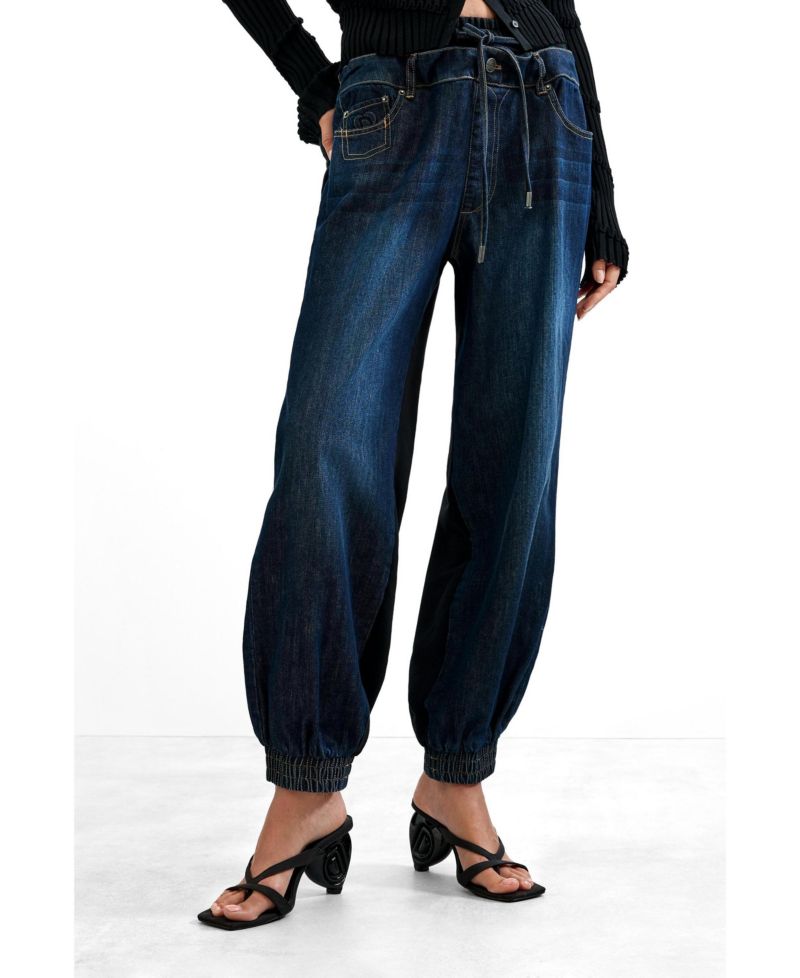 Women's High-Waisted Cotton-Blend Denim Joggers