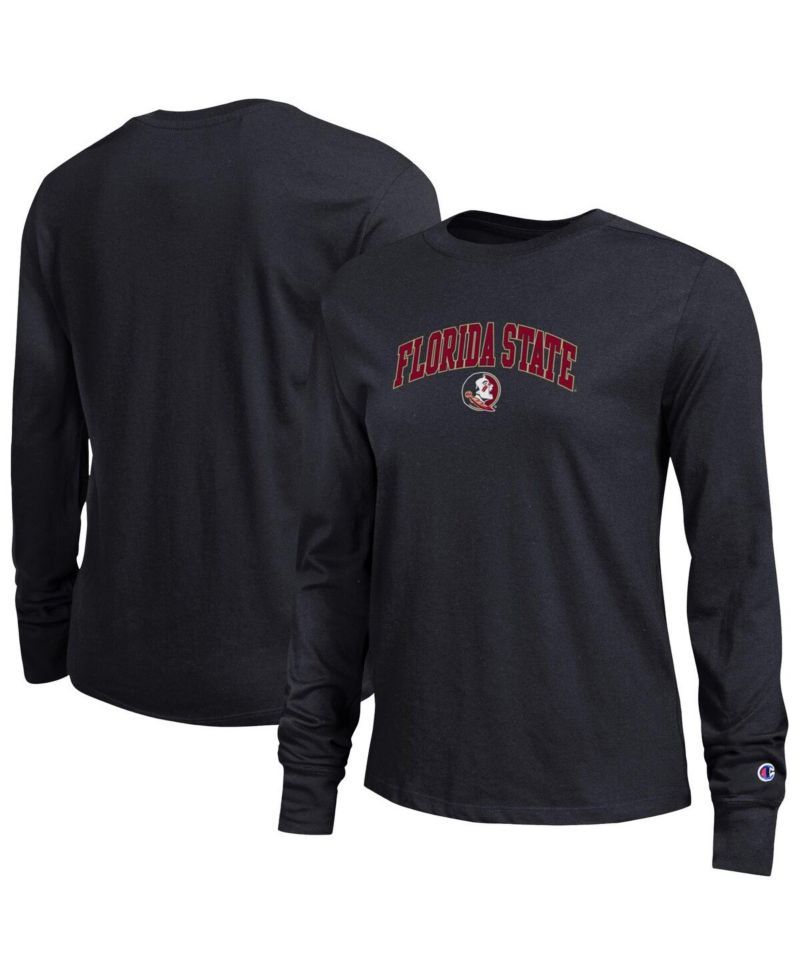 Women's Black Florida State Seminoles Arch Over Logo Long Sleeve T-Shirt