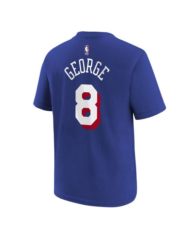 Big Boys and Girls Paul George Royal Philadelphia 76ers Icon Name & Number T-Shirt