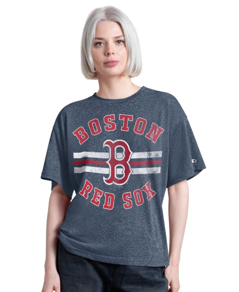 Women's Navy Boston Red Sox Jump Shot Boyfriend Tri-Blend T-Shirt