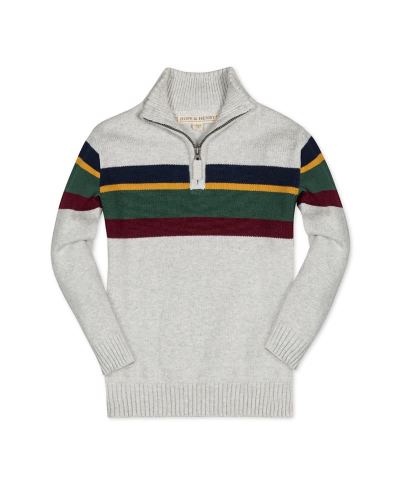 Baby Boys Hope and Henry Long Sleeve Half Zip Sweater with Engineered Stripe