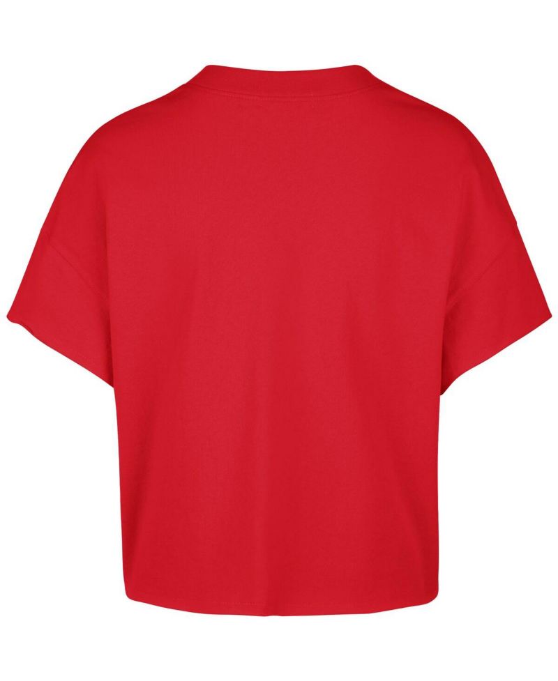 Women's Connor Bedard Red Chicago Blackhawks Elation Name & Number Oversized Notch Neck T-Shirt