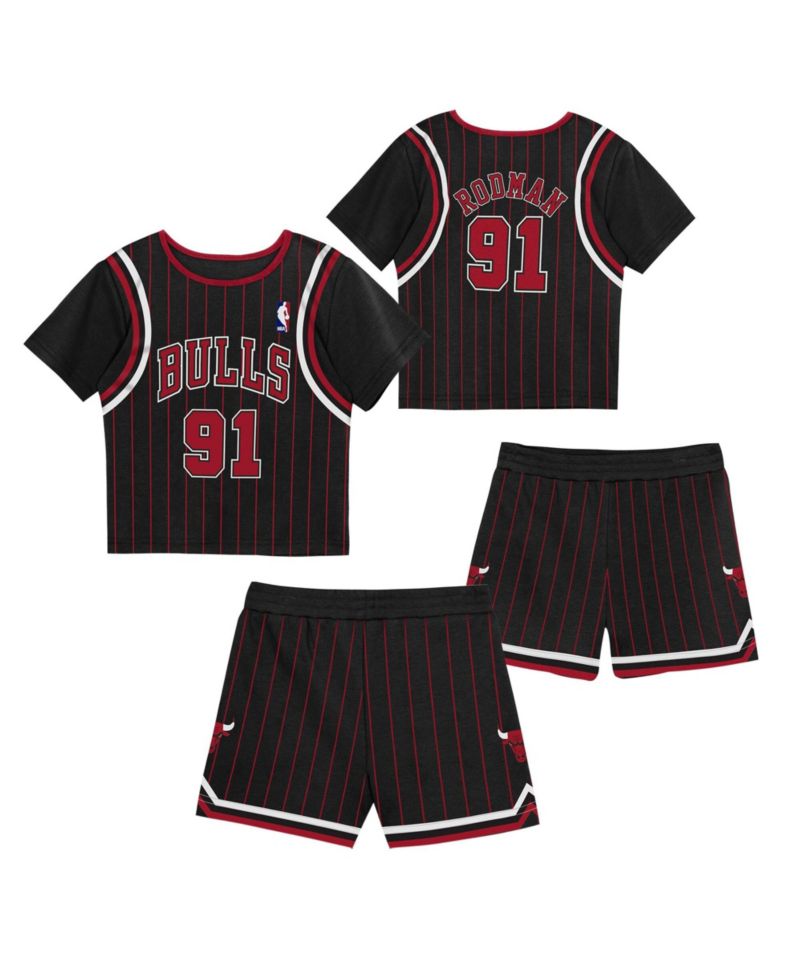 Preschool 2-Pack Dennis Rodman Black Chicago Bulls Play by Place T-Shirt and Shorts
